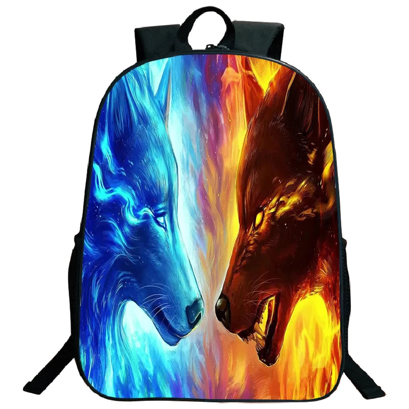 Wolf School Backpack for Kids Girls Boys Bookbags Teen Daily Rucksack