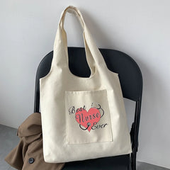 Sweet Style Shopping Bag Tote Bag Casual Commuter Bag Beige Canvas
