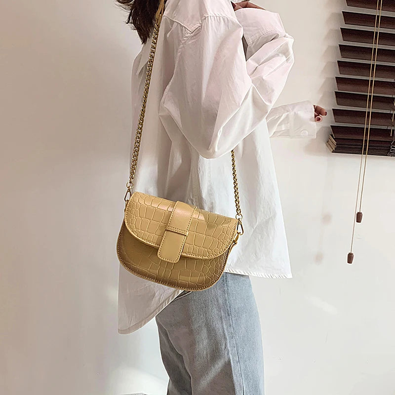 Women Shoulder Bag PU Leather Small Square Bag Wild Female Daily Messenger Bag