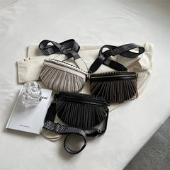 Women Waist Bag Tassel Leather Chest Pack Shoulder Crossbody Chest Bags