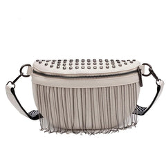 Women Waist Bag Tassel Leather Chest Pack Shoulder Crossbody Chest Bags