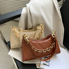 Women Acrylic Chain Handbags Lattice Pattern Underarm Purse
