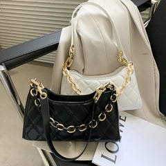 Women Acrylic Chain Handbags Lattice Pattern Underarm Purse