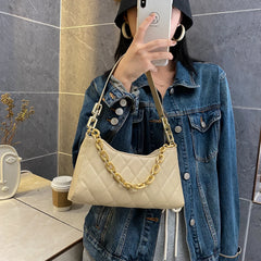 Women Acrylic Chain Handbags Lattice Pattern Underarm Purse