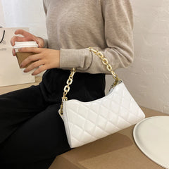 Women Acrylic Chain Handbags Lattice Pattern Underarm Purse