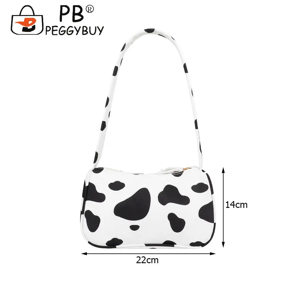 Women Animal Printing Shoulder Underarm Bag Casual All-match Canvas Zipper Small