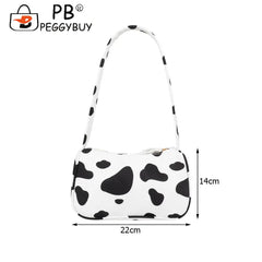 Women Animal Printing Shoulder Underarm Bag Casual All-match Canvas Zipper Small