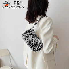 Women Animal Printing Shoulder Underarm Bag Casual All-match Canvas Zipper Small