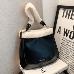 Plush Handbags Women Autumn Winter Shoulder Bags Large Messenger Bags