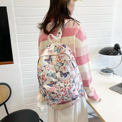 Women Backpack Butterfly Print Student Shoulder School Bags Girl Large Capacity