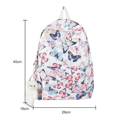 Women Backpack Butterfly Print Student Shoulder School Bags Girl Large Capacity
