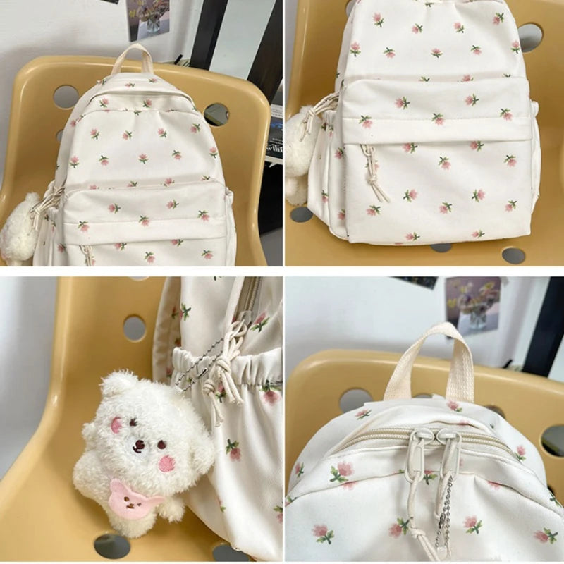 Floral Prints Mini Backpack for Girls Teens School Travel Rucksack
