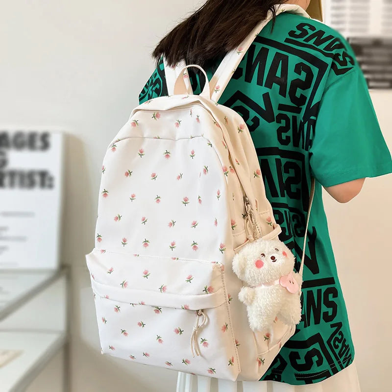 Floral Prints Mini Backpack for Girls Teens School Travel Rucksack