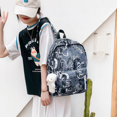 Graffiti Butterfly Print School Backpack for Teen Girls