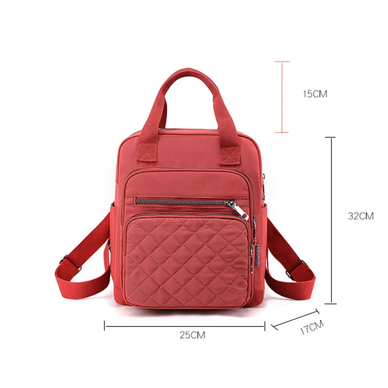 Women Backpack Large Capacity Plaid Handbags Multifunction Student School Bag