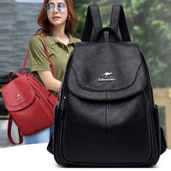 Women Anti-theft Backpack PU Leather School Bags Large Capacity