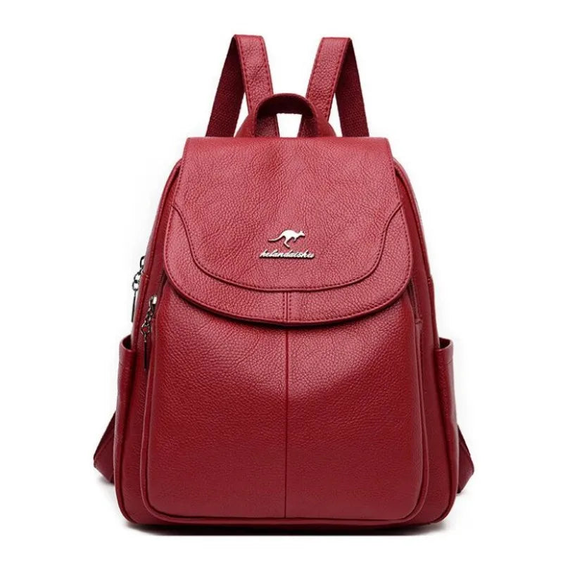 Women Anti-theft Backpack PU Leather School Bags Large Capacity