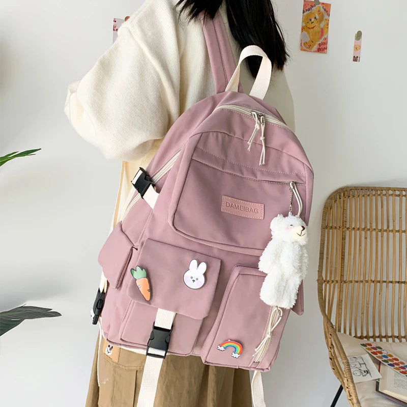 Women Backpack Bear Girl Waterproof Shoulder Schoolbag For Teenage