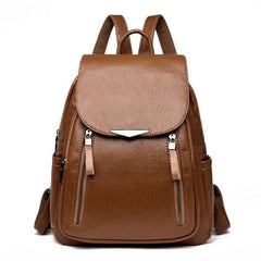 Women PU Leather Travel Backpack Large Capacity School Bag