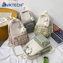 Nylon Women Backpack Student School Bag Zipper Pocket Teenagers Schoolbag