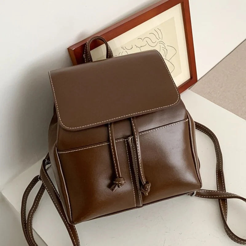 Women Backpack PU Leather School Bag Small Schoolbag for Teenage Girls