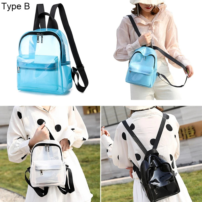 Transparent PVC Backpacks Waterproof Student Travel School Bag