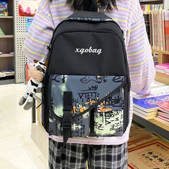 Women Backpack with Pendant Casual Girl College School Bag Bookbag