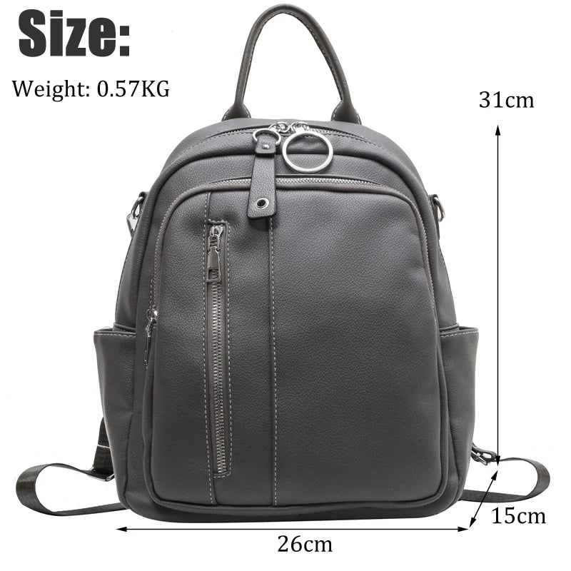High Leather Women's Travel Backpack School Bags for Girls