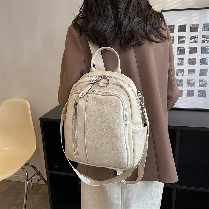 High Leather Women's Travel Backpack School Bags for Girls
