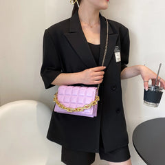 Women Bag Checker Pattern PU Chain Small Shoulder Crossbody Messenger