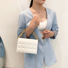 Women Bag Checker Pattern PU Chain Small Shoulder Crossbody Messenger