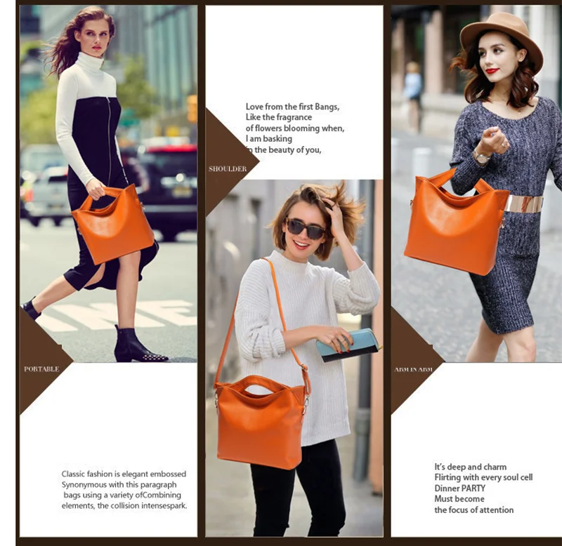 Women Leather Shoulder Messenger Bags Large Capacity Totes Set Bag Purses