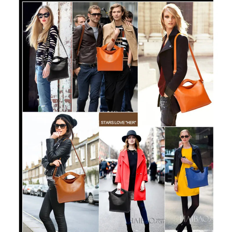 Women Leather Shoulder Messenger Bags Large Capacity Totes Set Bag Purses