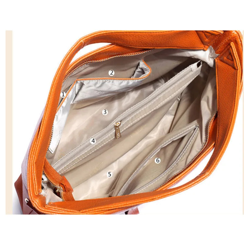 Women Leather Shoulder Messenger Bags Large Capacity Totes Set Bag Purses