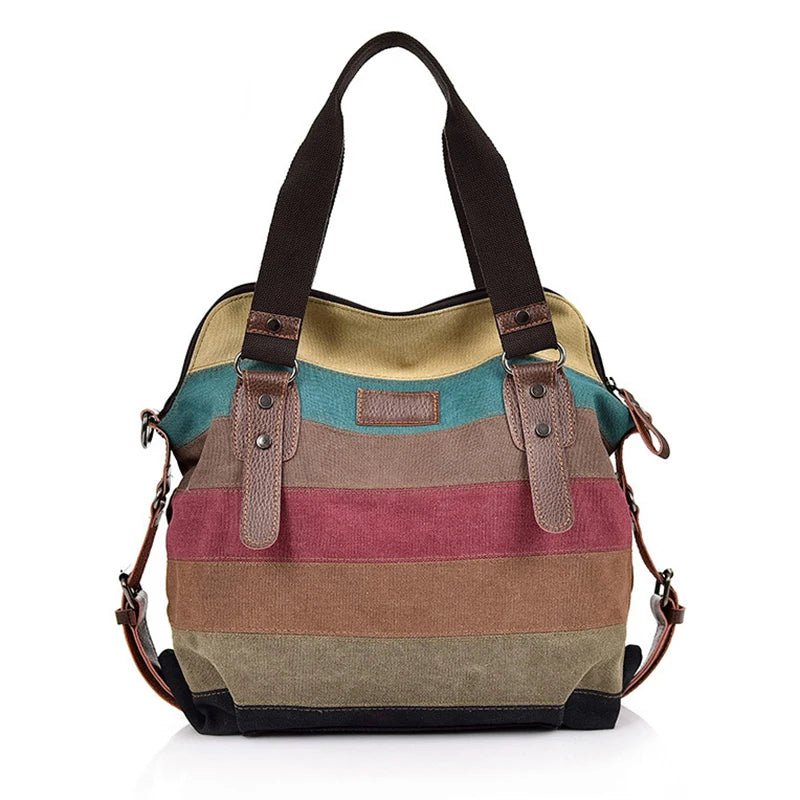 Rainbow Canvas Shoulder Bag for Women Lady Messenger Casual Crossbody