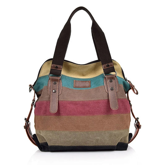 Rainbow Canvas Shoulder Bag for Women Lady Messenger Crossbody