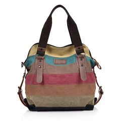 Rainbow Canvas Shoulder Bag for Women Lady Messenger Crossbody