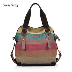 Rainbow Canvas Shoulder Bag for Women Lady Messenger Casual Crossbody