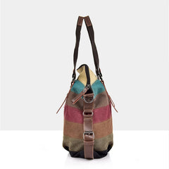 Rainbow Canvas Shoulder Bag for Women Lady Messenger Casual Crossbody
