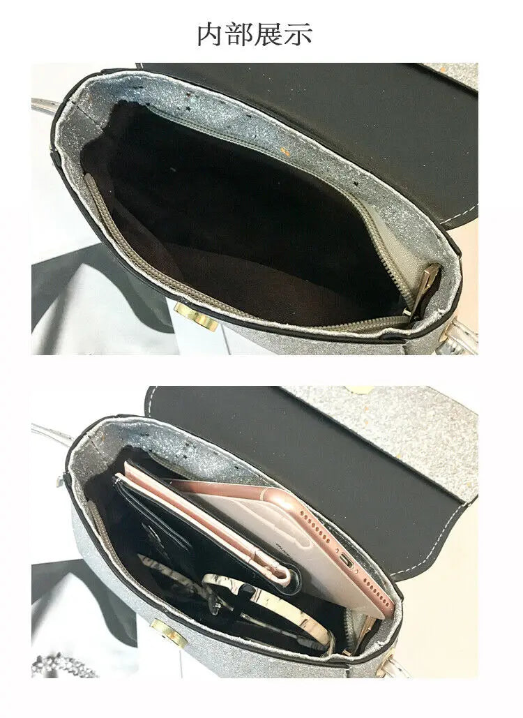 Women Bag PU Leather Bling Messenger Shoulder Crossbody Bag Envelope Handbag