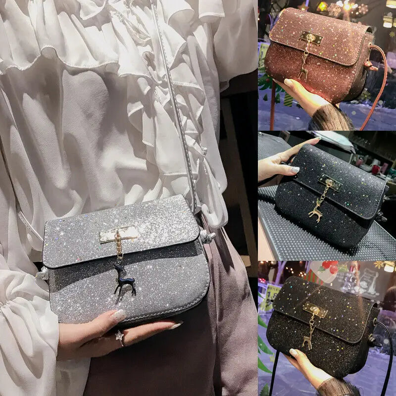 Women Bag PU Leather Bling Messenger Shoulder Crossbody Bag Envelope Handbag
