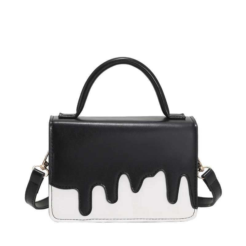 Women Pu Leather Shoulder Bag Square Flap Handbag with Long Strap
