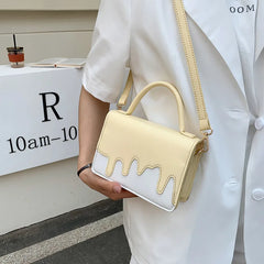 Women Pu Leather Shoulder Bag Square Flap Handbag with Long Strap