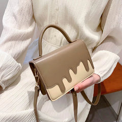 Women Pu Leather Shoulder Bag Square Flap Handbag with Long Strap