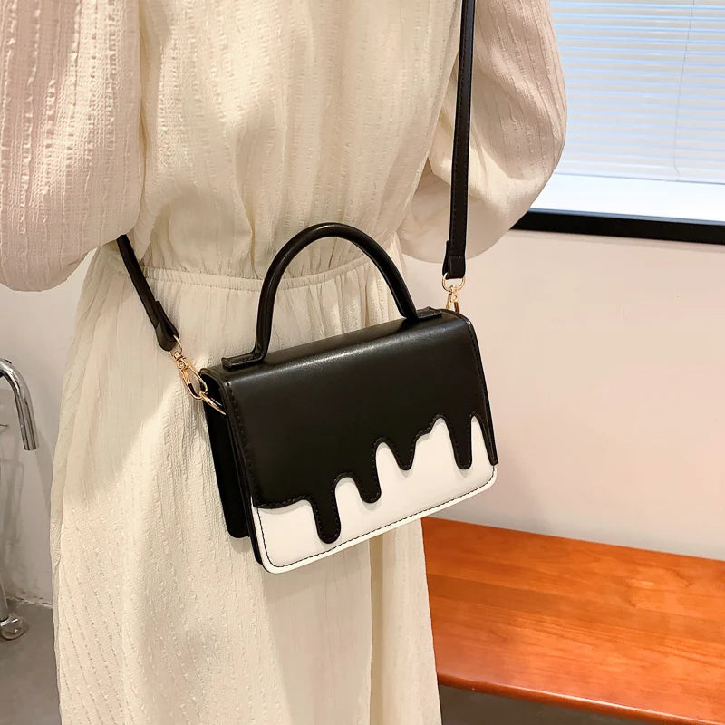 Women Pu Leather Shoulder Bag Square Flap Handbag with Long Strap