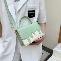 Women Pu Leather Shoulder Bag Square Flap Handbag with Long Strap
