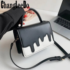 Women Pu Leather Shoulder Bag Square Flap Handbag with Long Strap