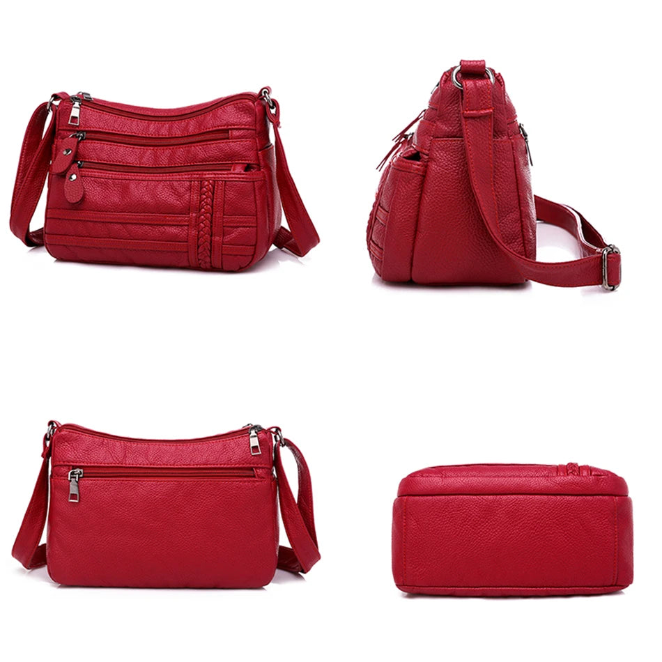 Pu Leather Shoulder Bag Red Handbag Purses