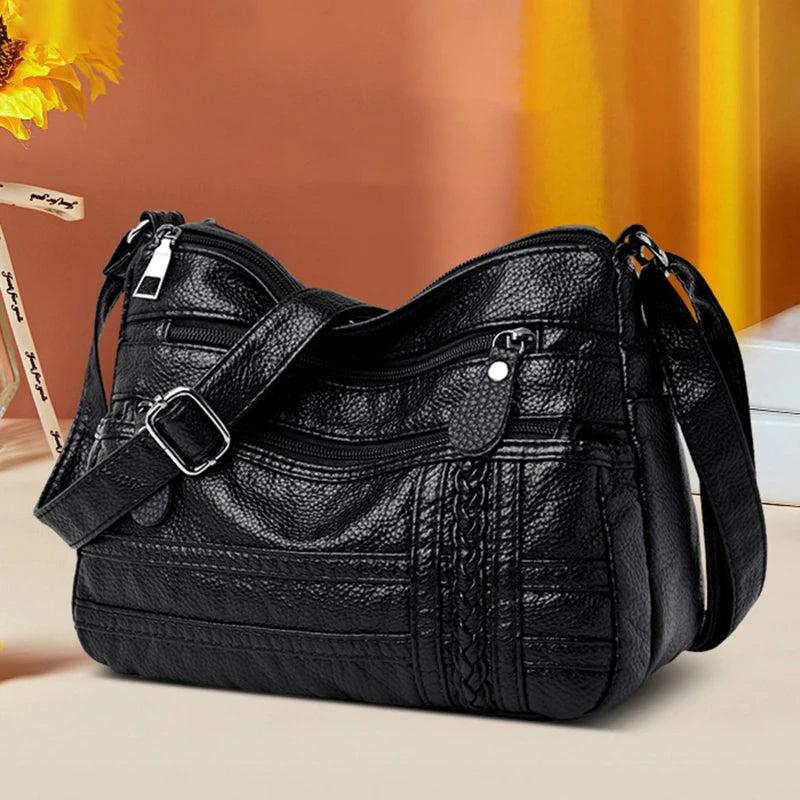 Women Bag Pu Soft Leather Shoulder Bag Red Handbag Purse