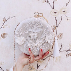 Women Bag Tassel Lady Embroidery Evening Bags Wedding Purse